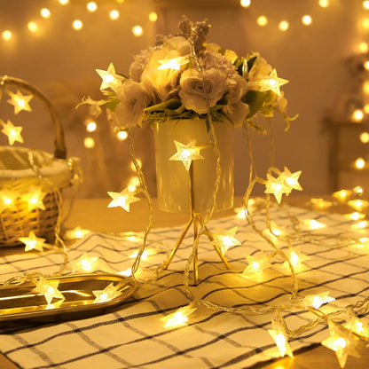 Outdoor LED String Lights, Star Chain Bulb Fairy Lights for Home, Garden, Wedding Decor