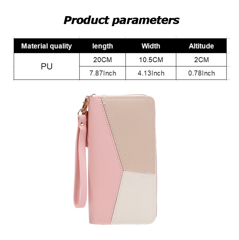 Fashion Zipper Wallets Womens Long Purses Handbags Coin Purse Cards Holder PU Leather Billfold Wall 1