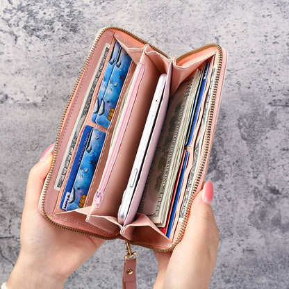 Fashion Zipper Wallets Womens Long Purses Handbags Coin Purse Cards Holder PU Leather Billfold Wall 2