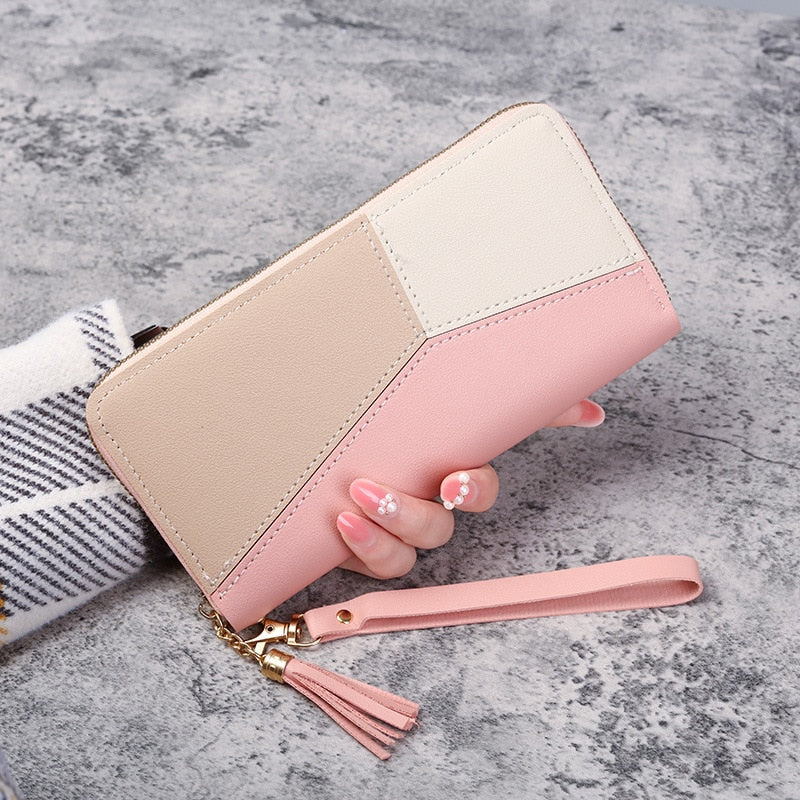 Fashion Zipper Wallets Womens Long Purses Handbags Coin Purse Cards Holder PU Leather Billfold Wall 5