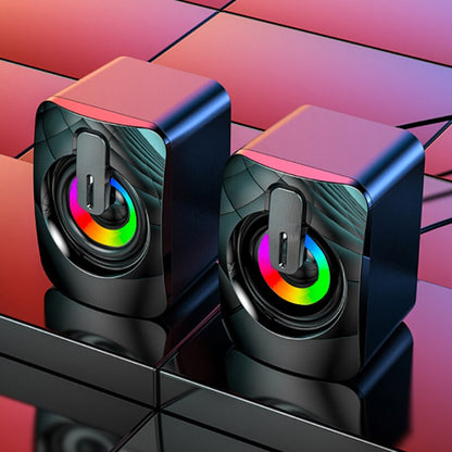 LED Light Stereo Speakers for PC Desktop with Microphone