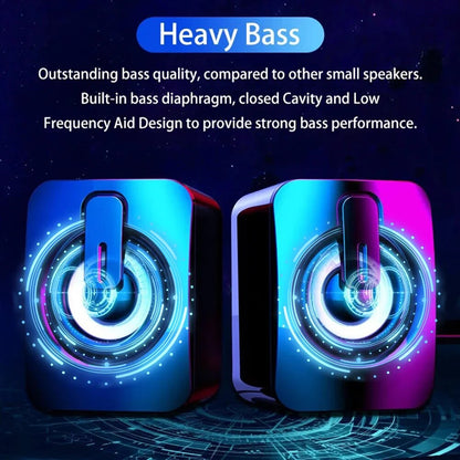 LED Light Stereo Speakers for PC Desktop with Microphone
