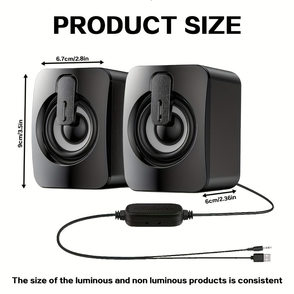 LED Light Stereo Speakers for PC Desktop with Microphone
