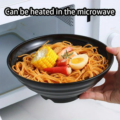 Pure Black Grande Striped Bowl, High-Capacity Durable Tableware