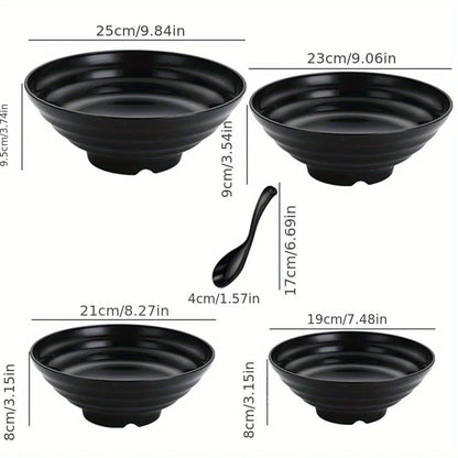 Pure Black Grande Striped Bowl HighCapacity Durable Tableware 7