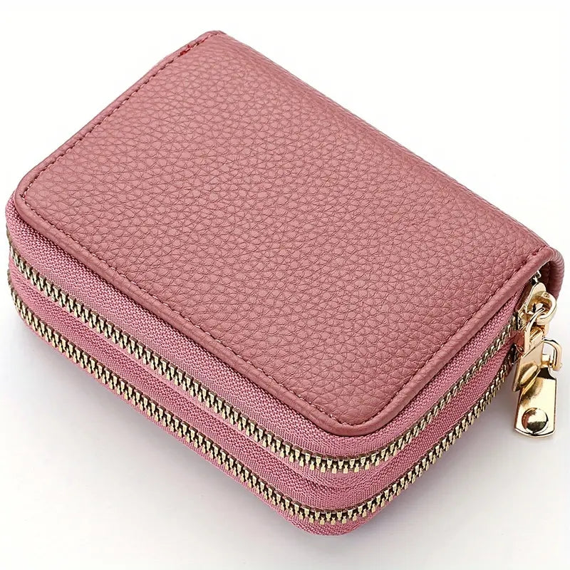 Fashion Short Credit Card Holder Womens Double Zipper Wallet Large Capacity Coin Purse 5