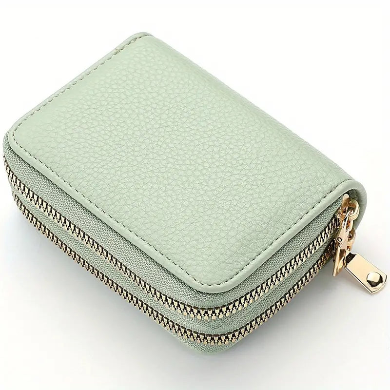Fashion Short Credit Card Holder Womens Double Zipper Wallet Large Capacity Coin Purse 6