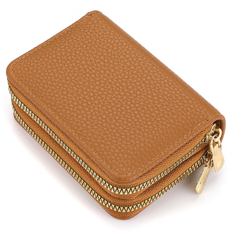 Fashion Short Credit Card Holder Womens Double Zipper Wallet Large Capacity Coin Purse 7