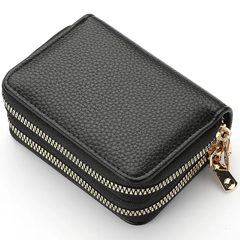 Fashion Short Credit Card Holder Womens Double Zipper Wallet Large Capacity Coin Purse 9
