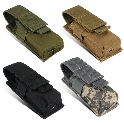 Heavy-Duty EDC Torch Holder and Magazine Single Mag Bag, Versatile Tactical Molle Flashlight Pouch, Knife Holster