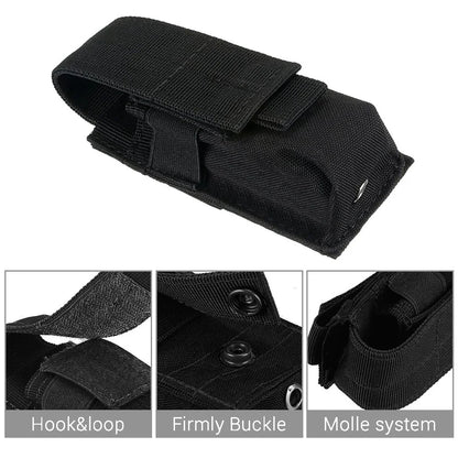 HeavyDuty EDC Torch Holder And Magazine Single Mag Bag Versatile Tactical Molle Flashlight Pouch Kn 3
