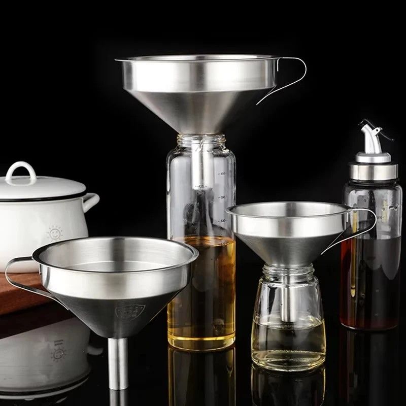 Premium 304 Stainless Steel Oil  Liquid Funnel With Strainer  SpillFree Kitchen Transfer Tool 1