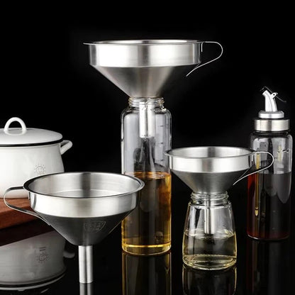 Premium 304 Stainless Steel Oil  Liquid Funnel With Strainer  SpillFree Kitchen Transfer Tool 1