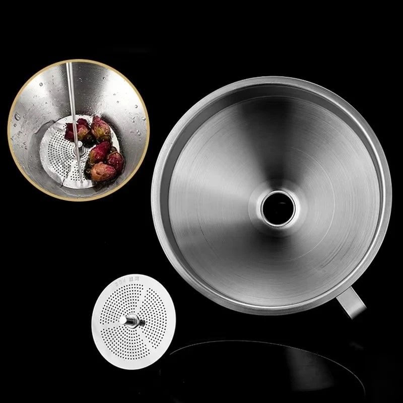 Premium 304 Stainless Steel Oil  Liquid Funnel With Strainer  SpillFree Kitchen Transfer Tool 2