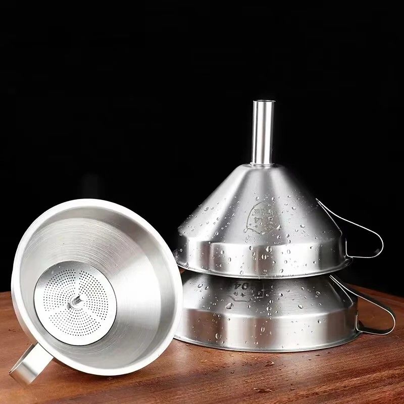 Premium 304 Stainless Steel Oil  Liquid Funnel With Strainer  SpillFree Kitchen Transfer Tool 3