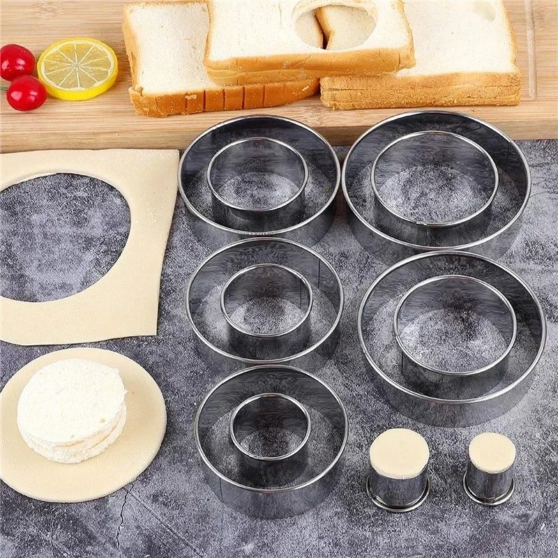 Premium Stainless Steel Round Biscuit  Dumpling Cutter  5Piece Set DIY Pastry  Dough Ring Mold 7