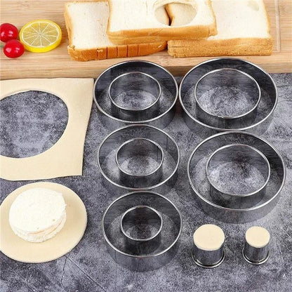 Premium Stainless Steel Round Biscuit  Dumpling Cutter  5Piece Set DIY Pastry  Dough Ring Mold 7