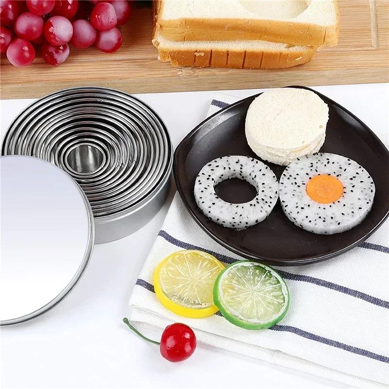 Premium Stainless Steel Round Biscuit  Dumpling Cutter  5Piece Set DIY Pastry  Dough Ring Mold 10