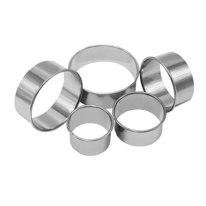 Premium Stainless Steel Round Biscuit  Dumpling Cutter  5Piece Set DIY Pastry  Dough Ring Mold 4