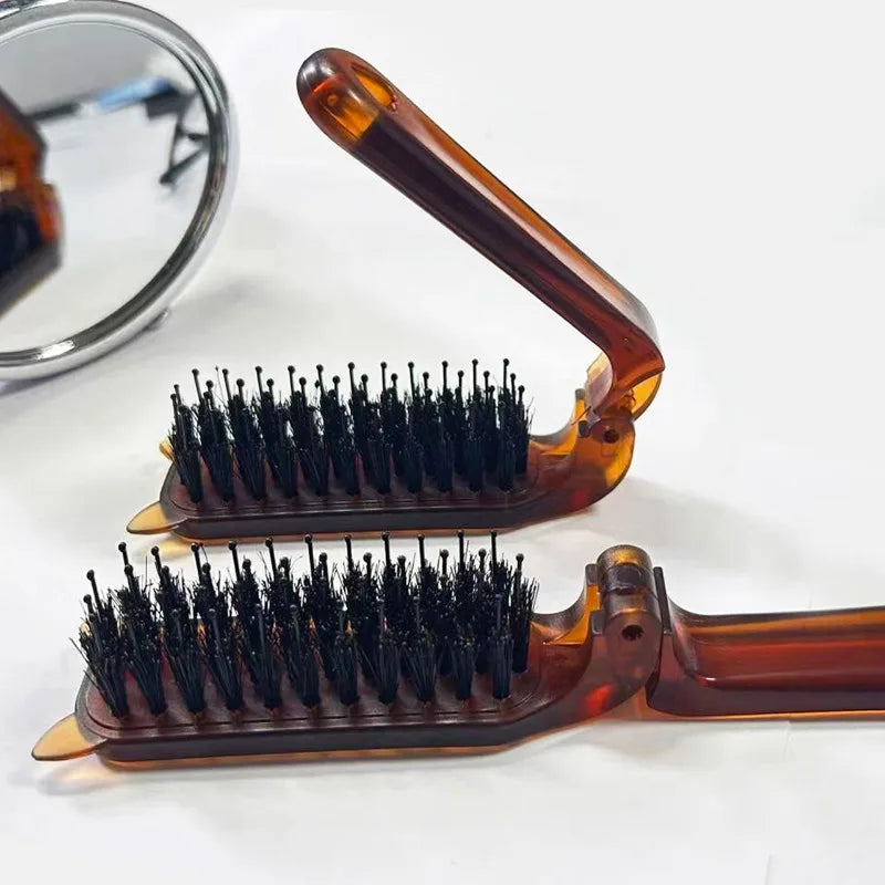 Portable Folding Anti Static Hair Brush For Women Pig Mane Hair Combs Head Styling Massage Combs Ba 1