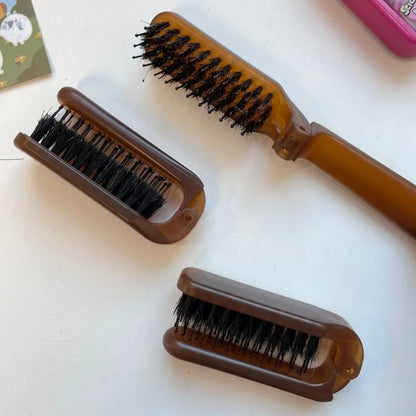 Portable Folding Anti Static Hair Brush For Women Pig Mane Hair Combs Head Styling Massage Combs Ba 3