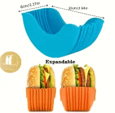 StackSafe Adjustable Burger Holder Set  Flexible Silicone Hamburger Clips For Clean Easy Eating 5