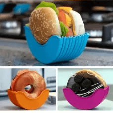 StackSafe Adjustable Burger Holder Set  Flexible Silicone Hamburger Clips For Clean Easy Eating 1