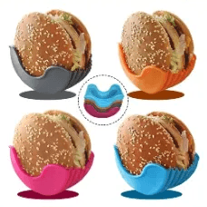 StackSafe Adjustable Burger Holder Set  Flexible Silicone Hamburger Clips For Clean Easy Eating 3