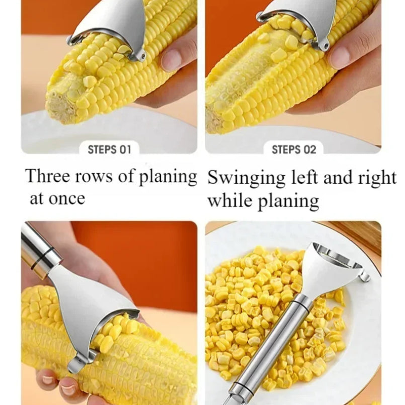 Manual Corn Planer, Stainless Steel Cob Stripper, Reusable Peeler Thresher for Fruit and Vegetables