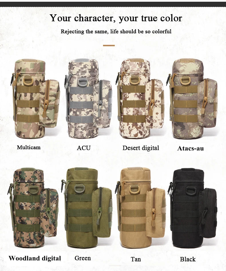 Premium Tactical Molle Water Bottle Pouch, Secure Holder Outdoor Sports Travel Camping Gear
