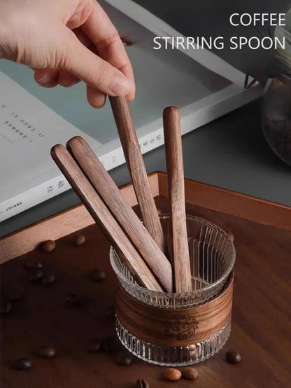 Walnut Wood LongHandle Mixing Spoon  Creative Wooden Coffee  Dessert Stirrer 6