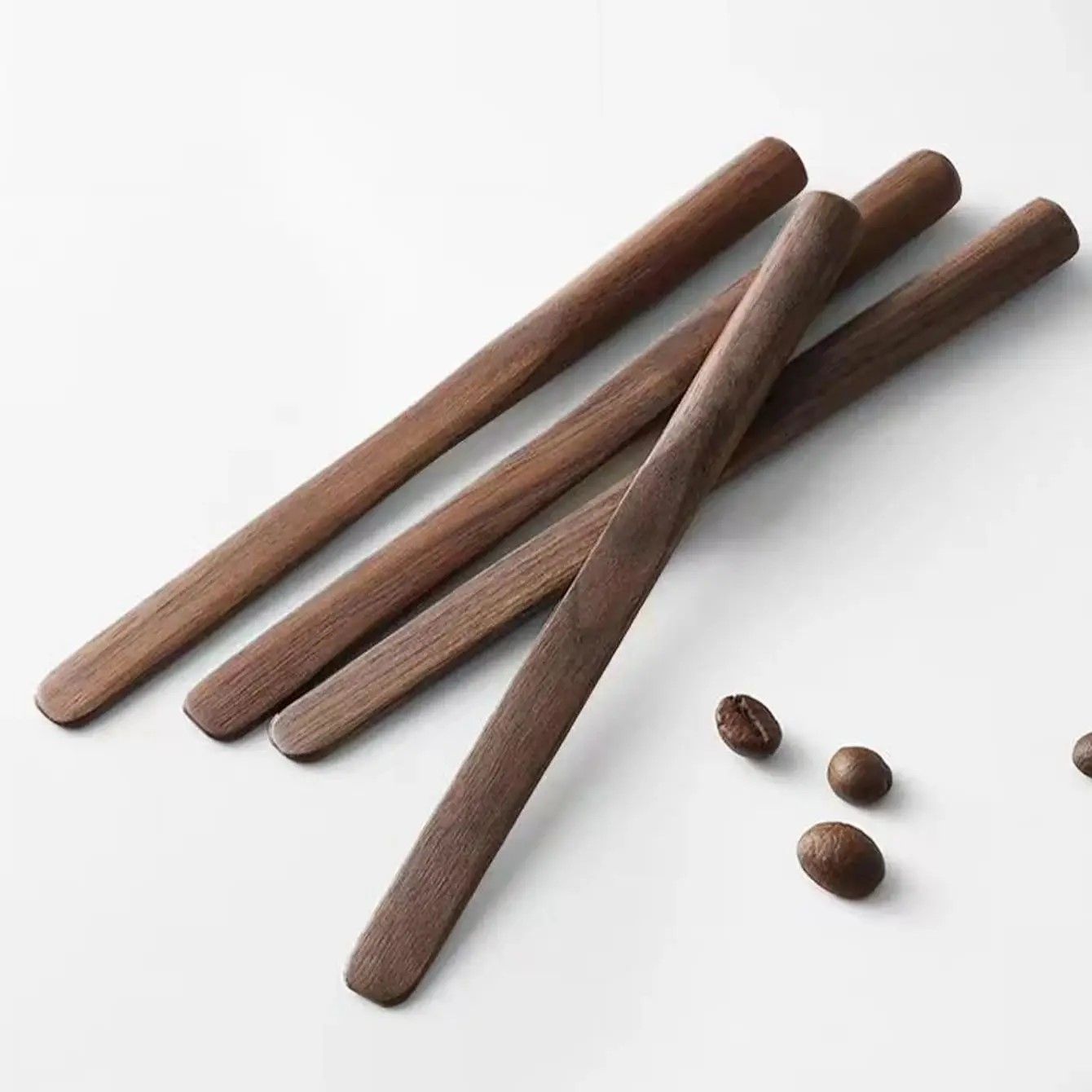Walnut Wood Long-Handle Mixing Spoon – Creative Wooden Coffee & Dessert Stirrer