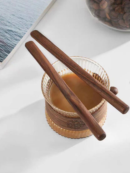 Walnut Wood LongHandle Mixing Spoon  Creative Wooden Coffee  Dessert Stirrer 4