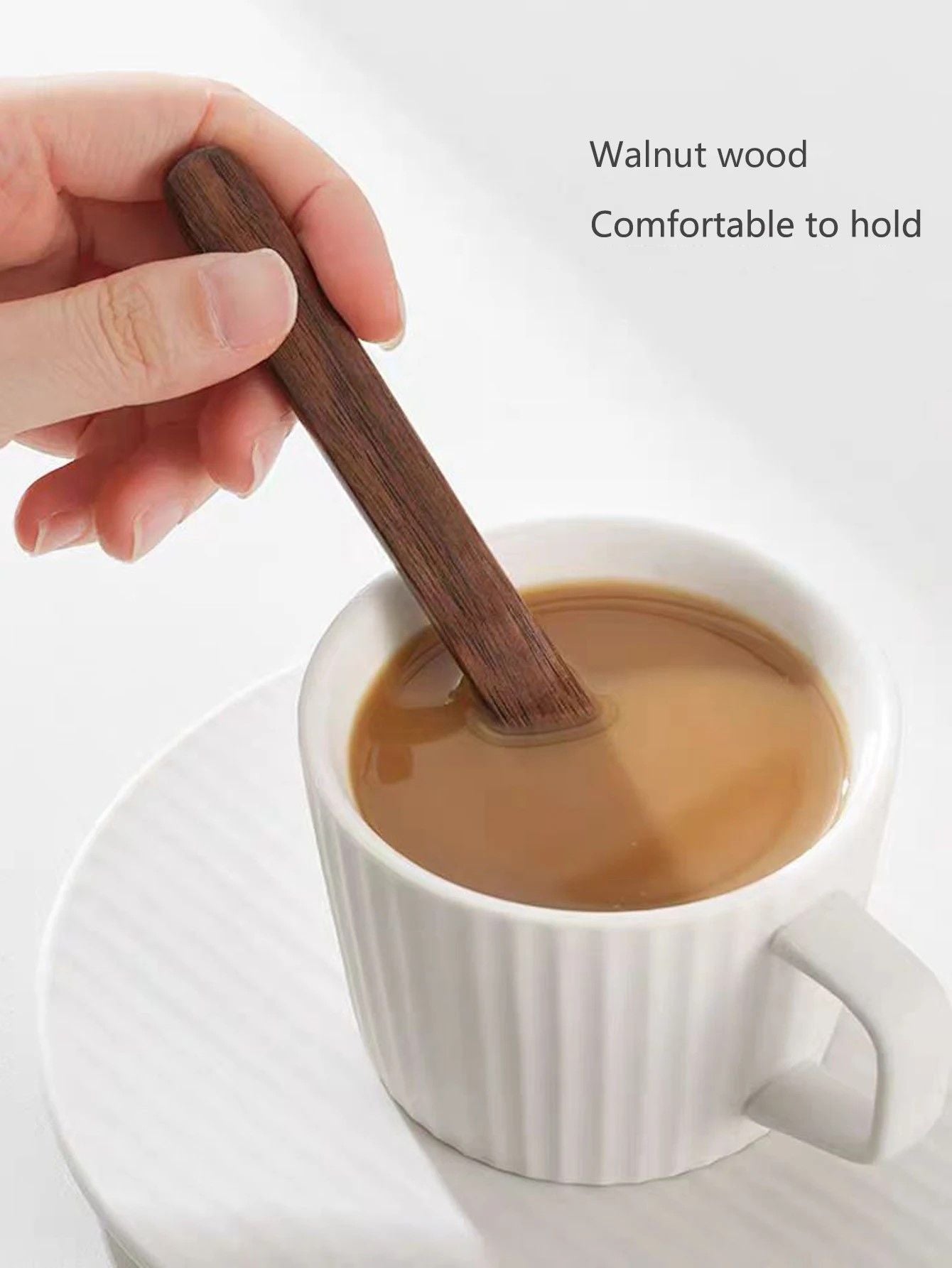 Walnut Wood LongHandle Mixing Spoon  Creative Wooden Coffee  Dessert Stirrer 5