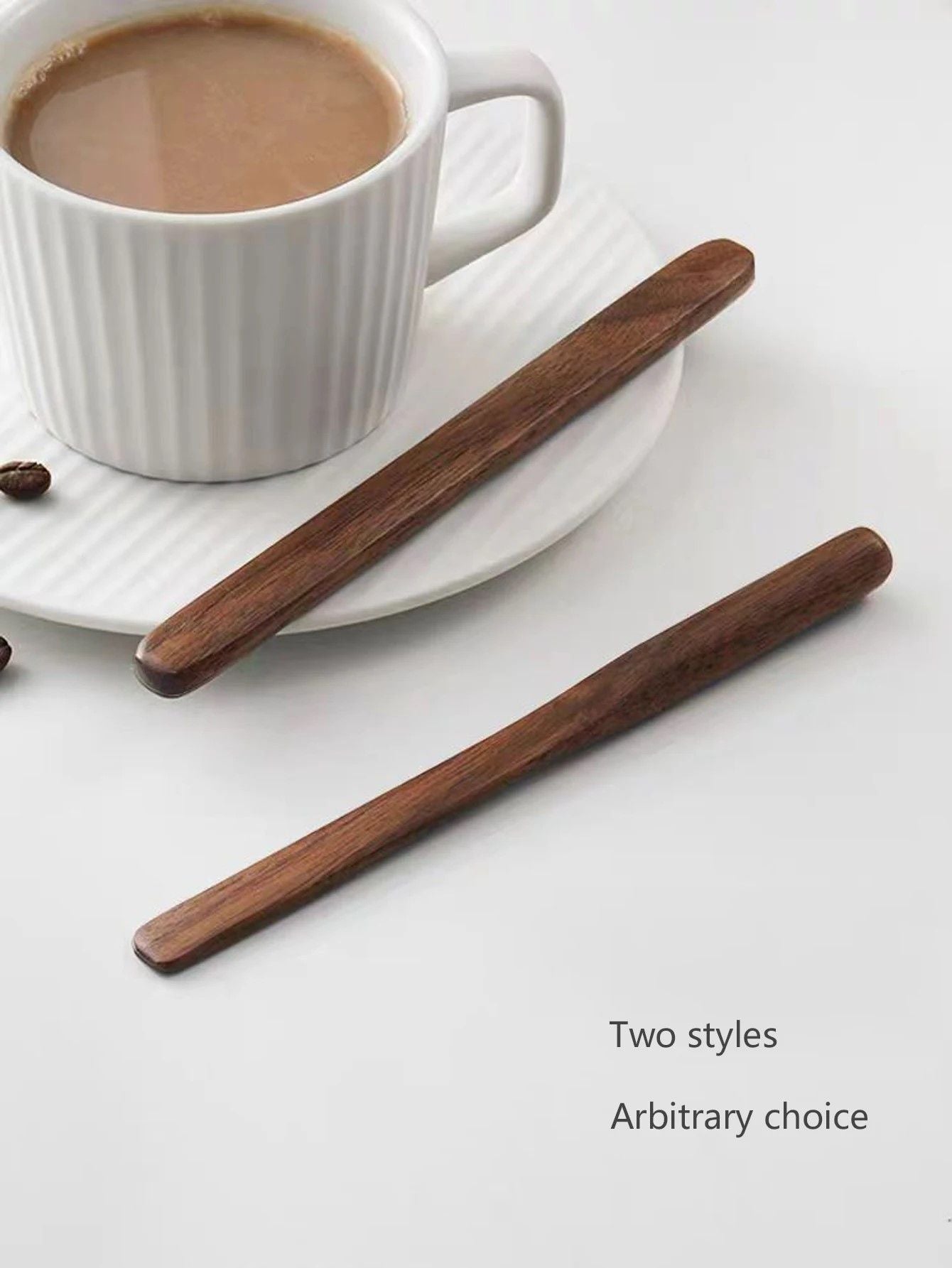 Walnut Wood LongHandle Mixing Spoon  Creative Wooden Coffee  Dessert Stirrer 2