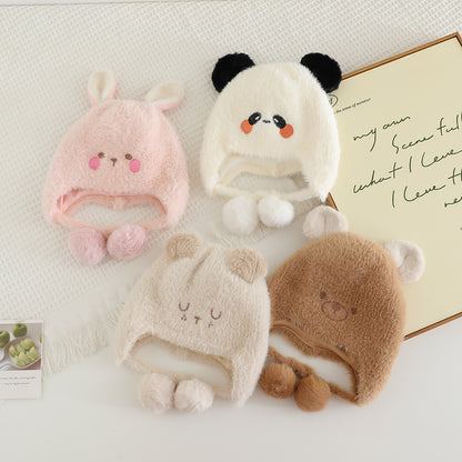 Winter Baby Beanies for Kids, Plush Warm Hat with Ear Protection for Boys & Girls