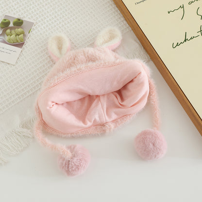 Winter Baby Beanies for Kids, Plush Warm Hat with Ear Protection for Boys & Girls