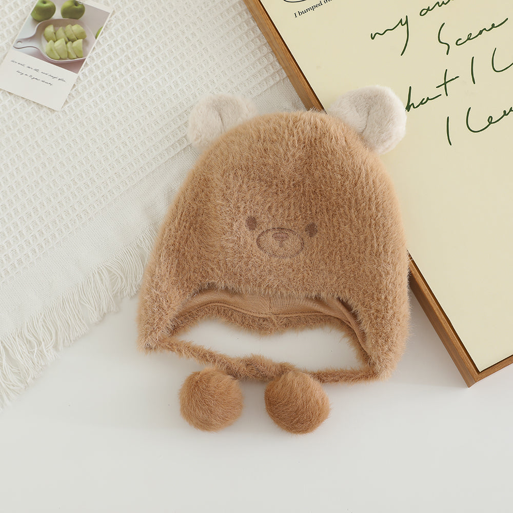 Winter Baby Beanies for Kids, Plush Warm Hat with Ear Protection for Boys & Girls