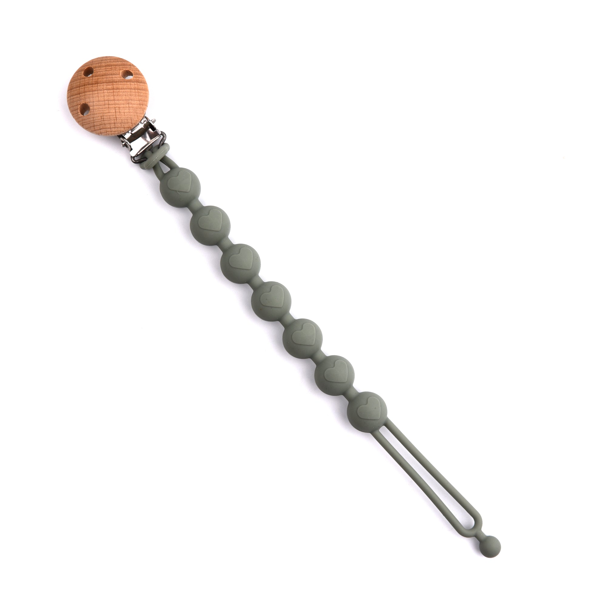 Lovely Heart Shape Pacifier Chain For Baby Silicone Dummy Clip Wood Baby Pacifier Chain With Cute H 7
