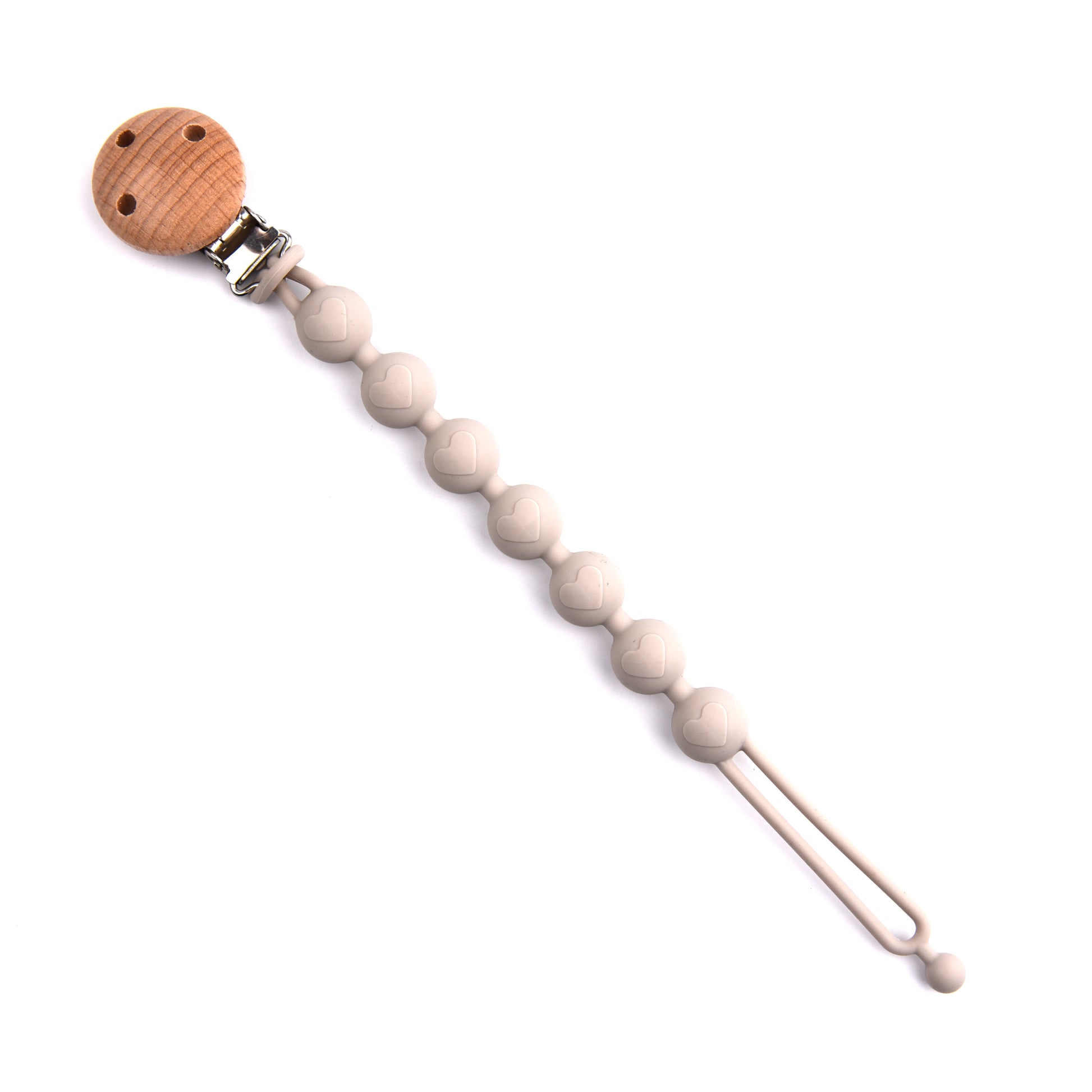 Lovely Heart Shape Pacifier Chain For Baby Silicone Dummy Clip Wood Baby Pacifier Chain With Cute H 8