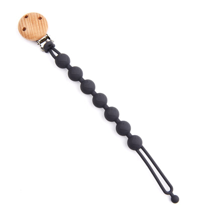 Lovely Heart Shape Pacifier Chain For Baby Silicone Dummy Clip Wood Baby Pacifier Chain With Cute H 9