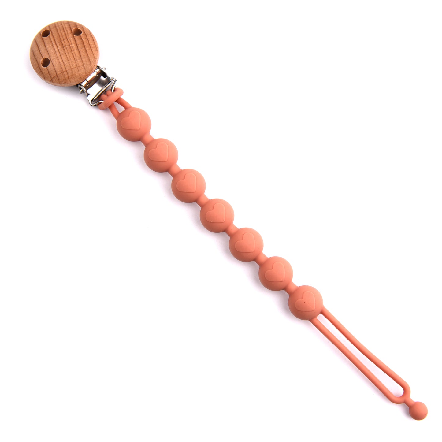 Lovely Heart Shape Pacifier Chain For Baby Silicone Dummy Clip Wood Baby Pacifier Chain With Cute H 10