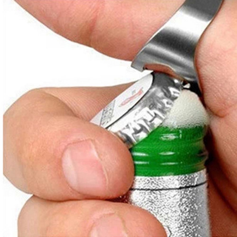 Stainless Steel Finger Ring, Portable Beer Opener for Men, Punk Style Creativity Jewelry, Fashion Decoration