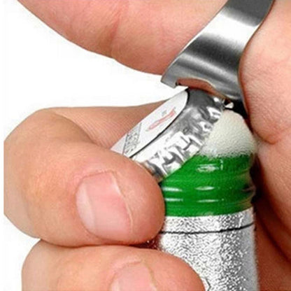 Stainless Steel Finger Ring, Portable Beer Opener for Men, Punk Style Creativity Jewelry, Fashion Decoration
