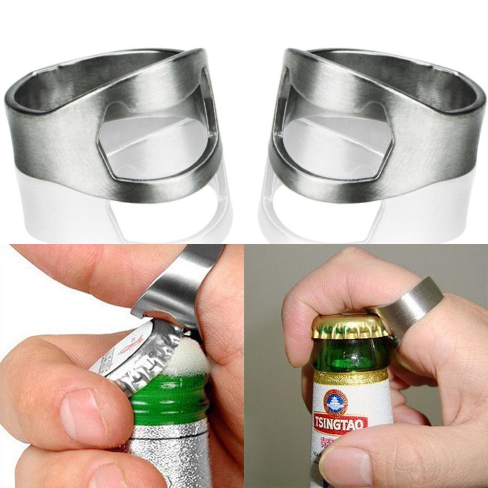 Stainless Steel Finger Ring Portable Beer Opener For Men Punk Style Creativity Jewelry Fashion Deco 1