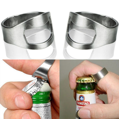 Stainless Steel Finger Ring Portable Beer Opener For Men Punk Style Creativity Jewelry Fashion Deco 1