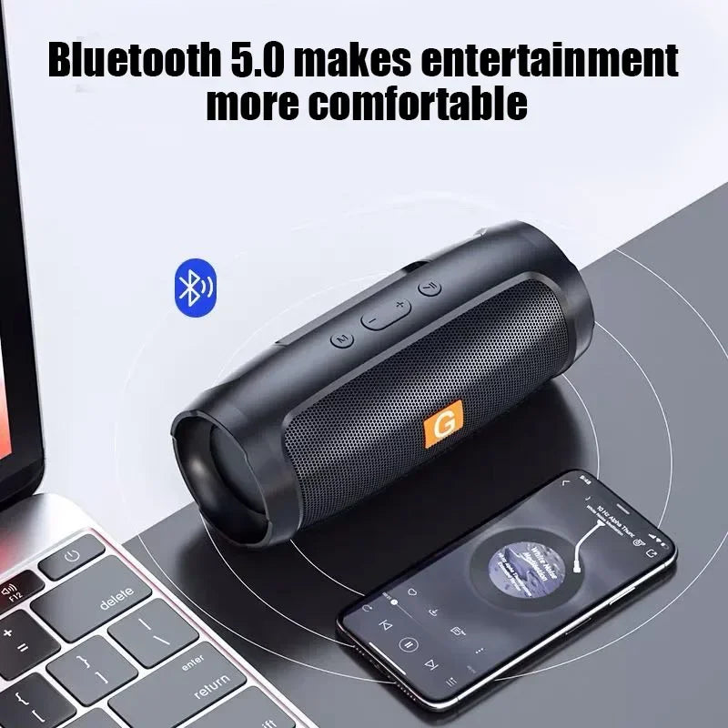 Portable Bluetooth Subwoofer Speaker, Waterproof Wireless Sound Box with FM Radio