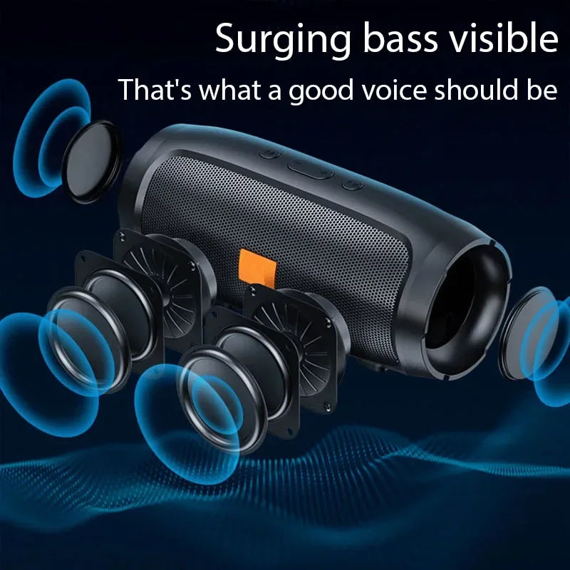 Portable Bluetooth Subwoofer Speaker, Waterproof Wireless Sound Box with FM Radio