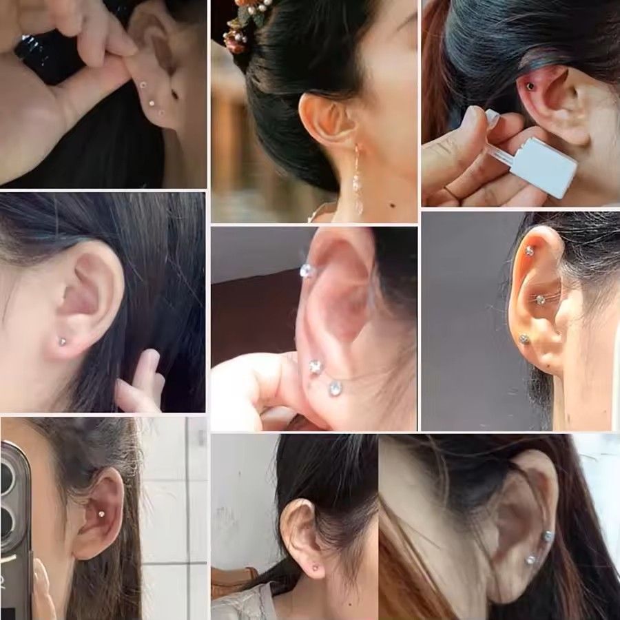 2PCS Disposable Ear Piercing Kit  Builtin Stud Guns  Bonus Cubic Zirconia Earrings  Safe  Easy Home