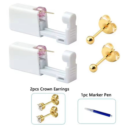 2PCS Disposable Ear Piercing Kit  Builtin Stud Guns  Bonus Cubic Zirconia Earrings  Safe  Easy Home